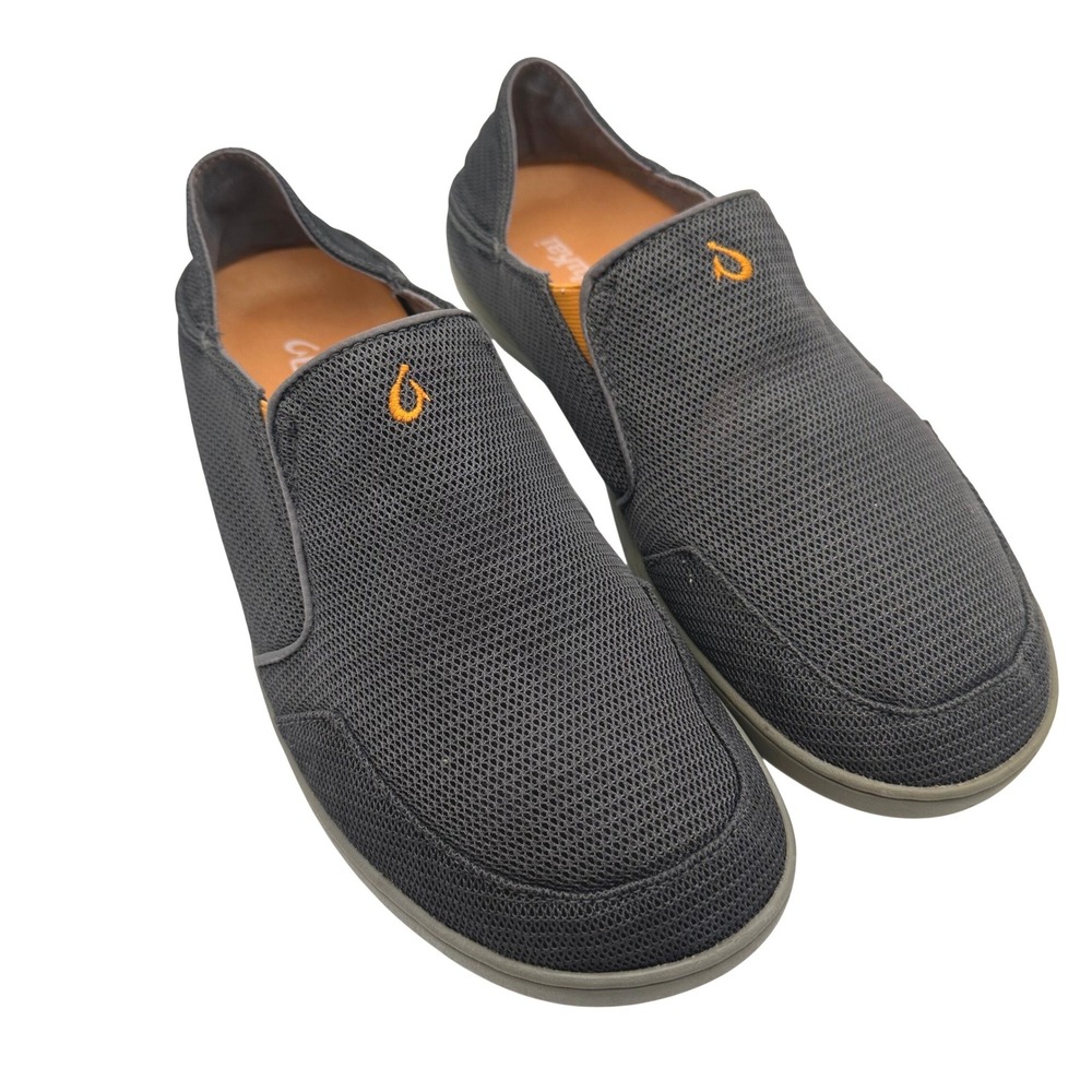 OluKai Nohea Mesh Mens Slip On Shoes Charcoal Grey Orange 10138-4242 Size 10.5